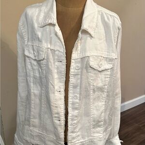 Tommy Bahama White Raw Edge Linen Jacket